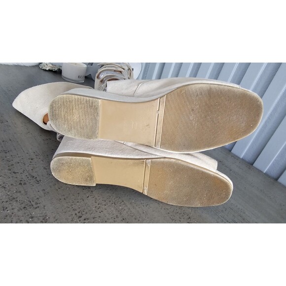 Women’s Knee-High Gladiator Sandals, Soft Suede Leather, Lace-Up Beige  Size 37 - Picture 7 of 7